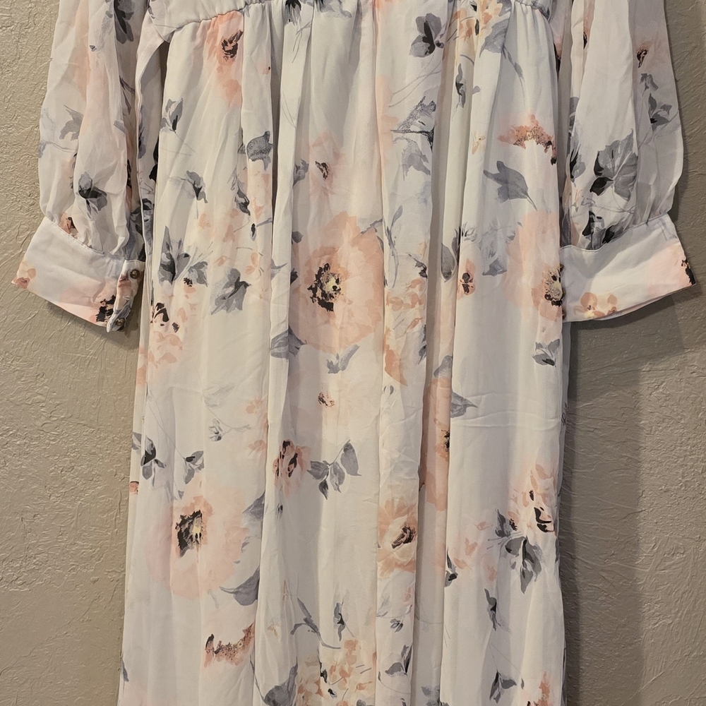 Maternity Floral Maxi Dress - White and Pink